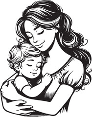 Elegant Black & White Mother’s Day Vector Design | Minimalist Line Art Illustration