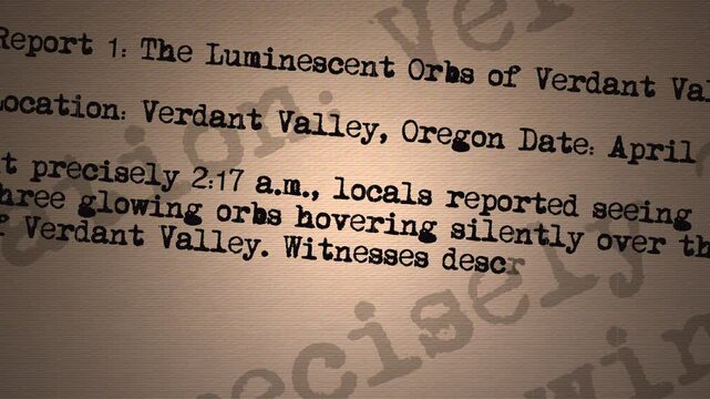 UFO witness transcription overlayed on aged worn paper document