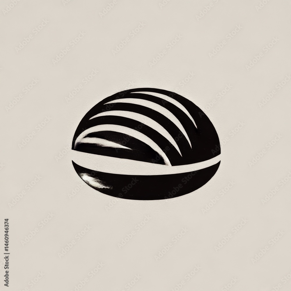 Aufkleber striking black and white abstract circle design with parallel lines, offering a modern and minimalis