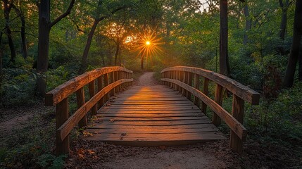 wooden bridge in the forest