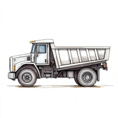 A Dump Truck simple cartoon drawing watercolor