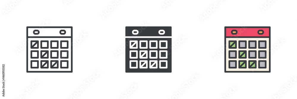 Aufkleber Calendar grid with marked days different style icon set