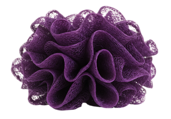 Purple Mesh Shower Puff with Intricate Ruffles
