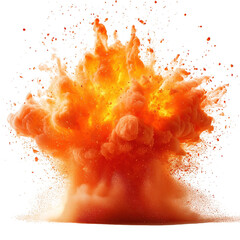 Stock image of realistic fire explosion effect with smoke and particles on black background high resolution on transparent background