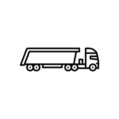 dump truck with trailer outline icon. dump truck black line illustration.
