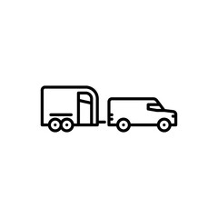 truck with horse trailer outline icon. horse trailer black line illustration.