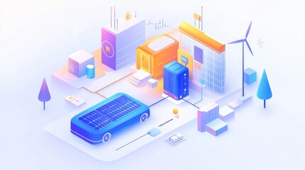 Obraz premium Futuristic city with sustainable transportation