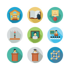 Education And Learning Themed Icon Set Vector Graphic Flat Style