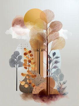 Abstract Botanical Nature Scene