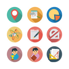 Education And Learning Icon Set Vector Illustration In Flat Style For Design Elements