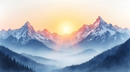 Morning Splendor: Golden Light on Snowy Peaks