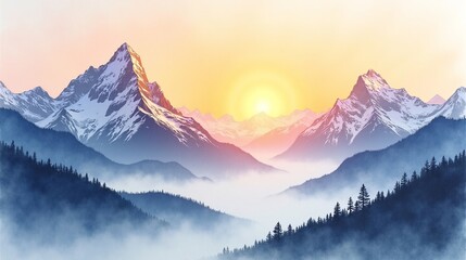 Valley of Mist: Sunrise Symphony in the Mountains