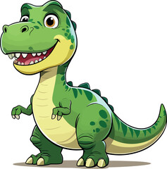 Fototapeta premium Cute green baby dinosaur reptile cartoon vector illustration