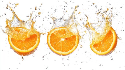 Orange slices with water splashes