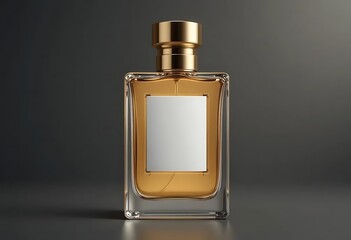 Elegant Perfume Bottle with Gold Accents on Dark Background