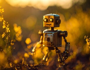 Funny vintage tin toy robot