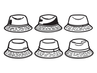 Simple and Clean Line Art of Bucket Hat for Design Projects