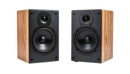 Fototapeta premium dark gray and light wood audio speaker isolated on solid white background Png