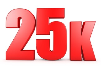 3d 25k rendering illustration isolated with Red Color on white background. 3d Text isolated.