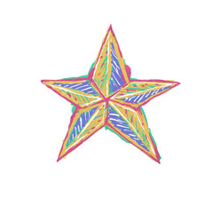 red star on white hand drawn
