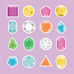 Precious stones, set of various precious stones, realistic precious stones. Vector image, web banner, designer illustration, vector.