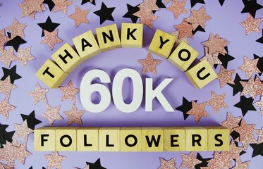 Thank You 60000, 60K Followers congratulation and celebration social media subscribers and followers