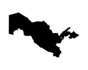 Fototapeta premium Uzbekistan Black Silhouette Map Illustration