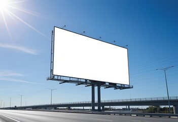 Outdoor blank white billboard mockup — empty advertising canvas for branding, poster design, and commercial ad placement presentations