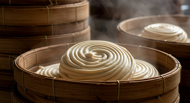 Tibetan tingmo steamed bread with delicate layered swirls 