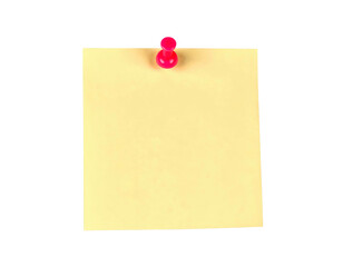 sticky note yellow pinned with red pin isolated on transparent png