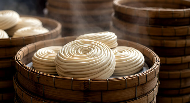 Tibetan tingmo steamed bread with delicate layered swirls 