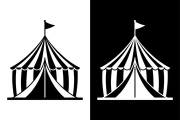 Fair Tent Vector Icon Classic Circus Silhouette in B&W.