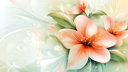 Obraz premium Sophisticated digital art featuring fiery orange flower petals surrounded by dark ethereal layered foliage image