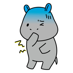 嘔吐下痢に苦しむカバ