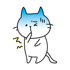 嘔吐下痢に苦しむ白い猫