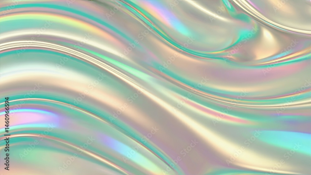 Poster vibrant abstract waves with iridescent colors creating a dynamic and fluid background visual