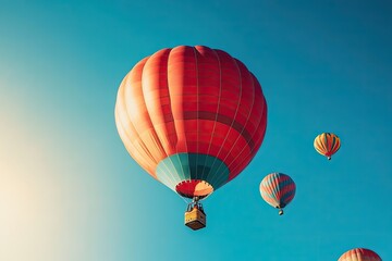 Obraz premium Colorful hot air balloon soaring in a vibrant sky