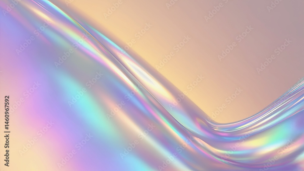 Poster Abstract background with smooth flowing curves and iridescent colors creating a calming atmosphere