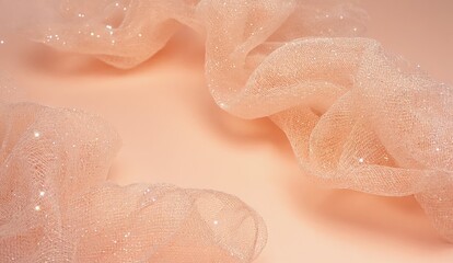 Fototapeta premium Delicate translucent fabric with sparkling details on a soft background creates an ethereal atmosphere