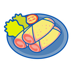 Bogor lumpia on a blue plate