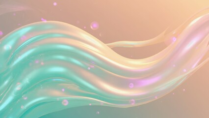 Abstract visualization of flowing waves and bubbles capturing a serene blend of colors and light