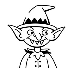 Hand drawn style icon of goblin character
