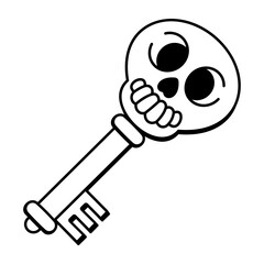A doodle style icon of skull key
