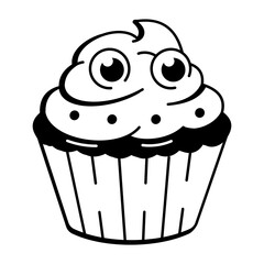 A sketchy style icon of spooky cupcake
