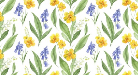 Delicate floral pattern in yellow and blue.