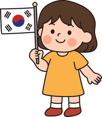 태극기를 든 여자아이