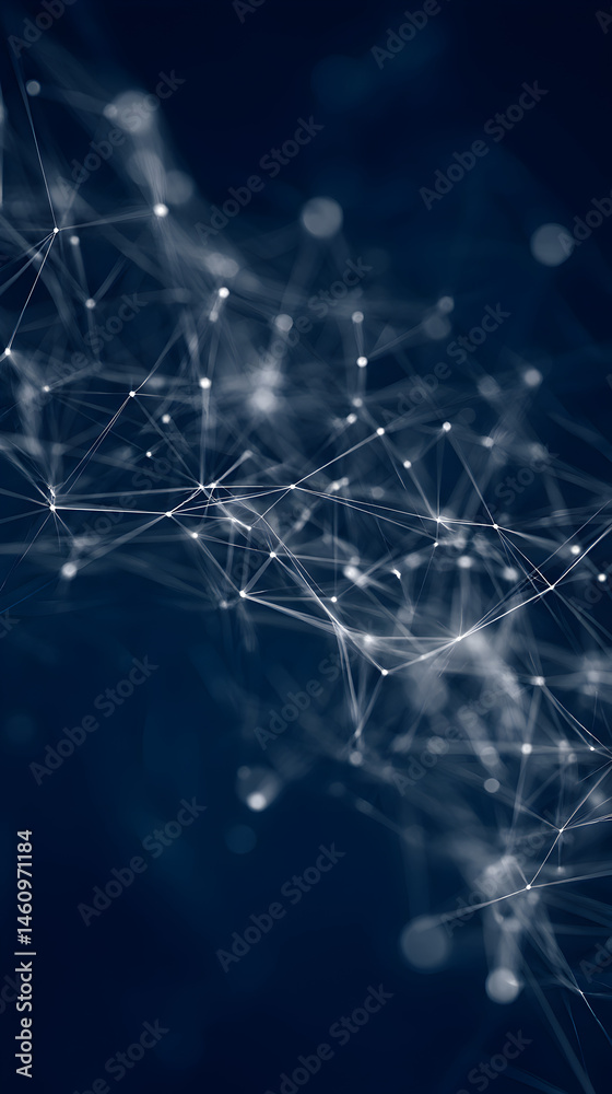 Poster abstract digital network background with glowing lines and nodes connecting, representing data trans