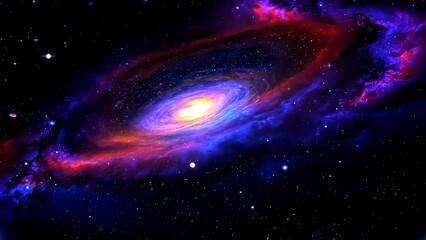 Spiral galaxy swirling with vivid pink, purple, and blue tones, radiating luminous stellar brilliance against dark cosmic background, revealing intricate celestial structure