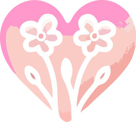 Watercolor Heart with Delicate Flowers