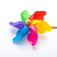 Colorful Pinwheel Toy on White Background